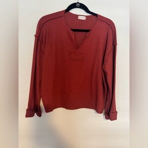 Altar'd State Rust colored cozy waffle Knit Top